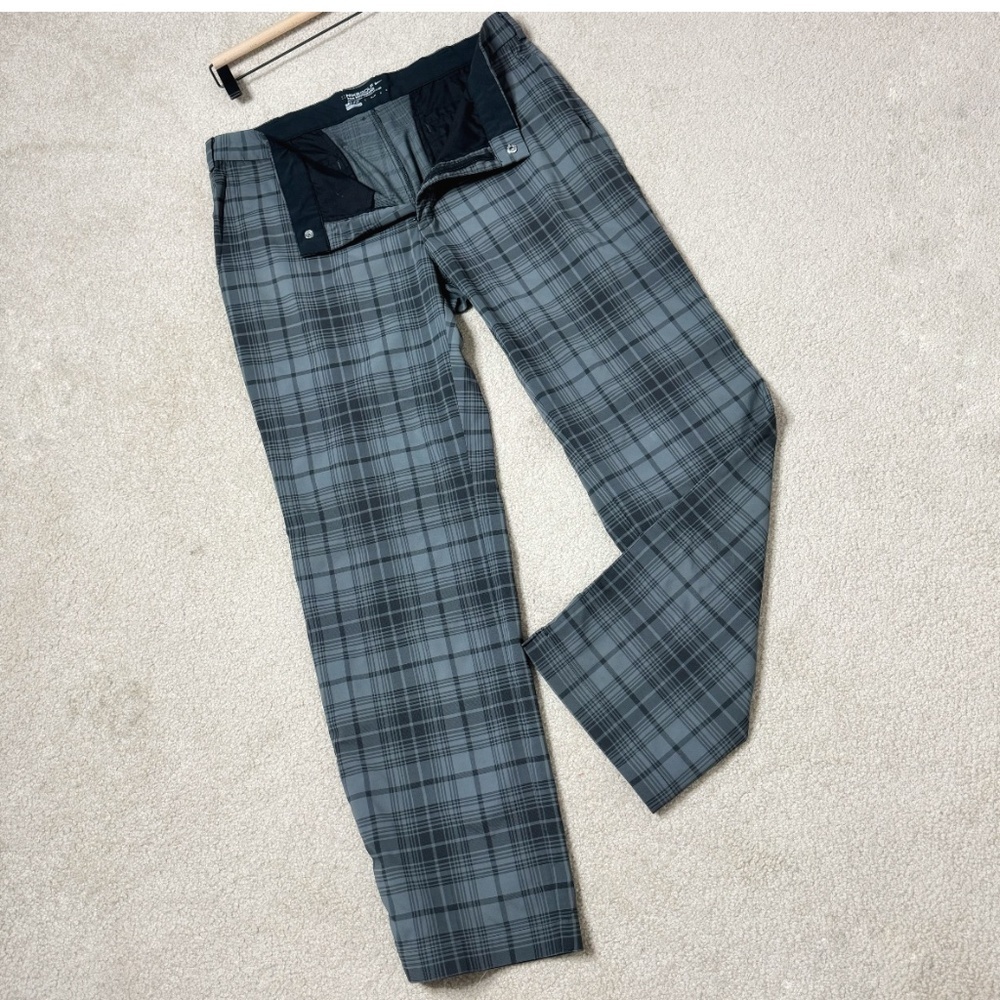 Mens Nike Pants Golf Tour Performance Pants Grey Black Plaid Print Dry- Fit 36 - Picture 10 of 12